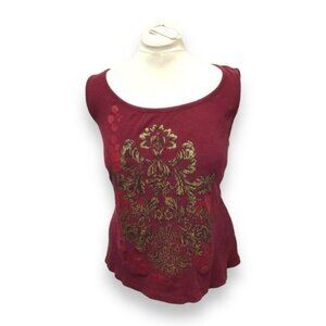 Faded Glory Women’s Glitter Graphic Tank Top, Dark Wine, size 3X